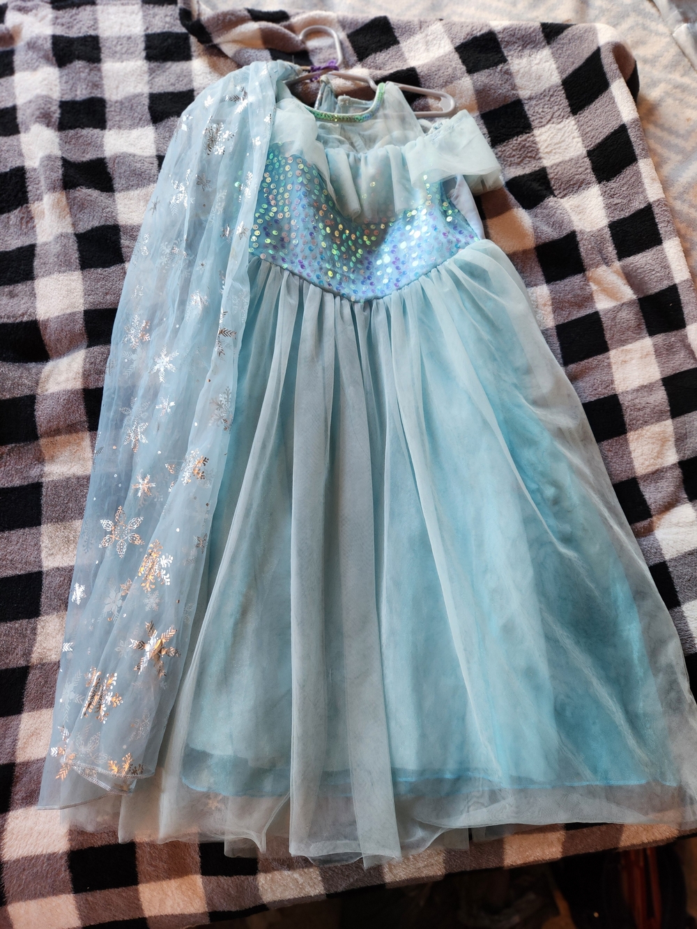 Girls Light Blue Sparkle Princess Costume Dress with Cape